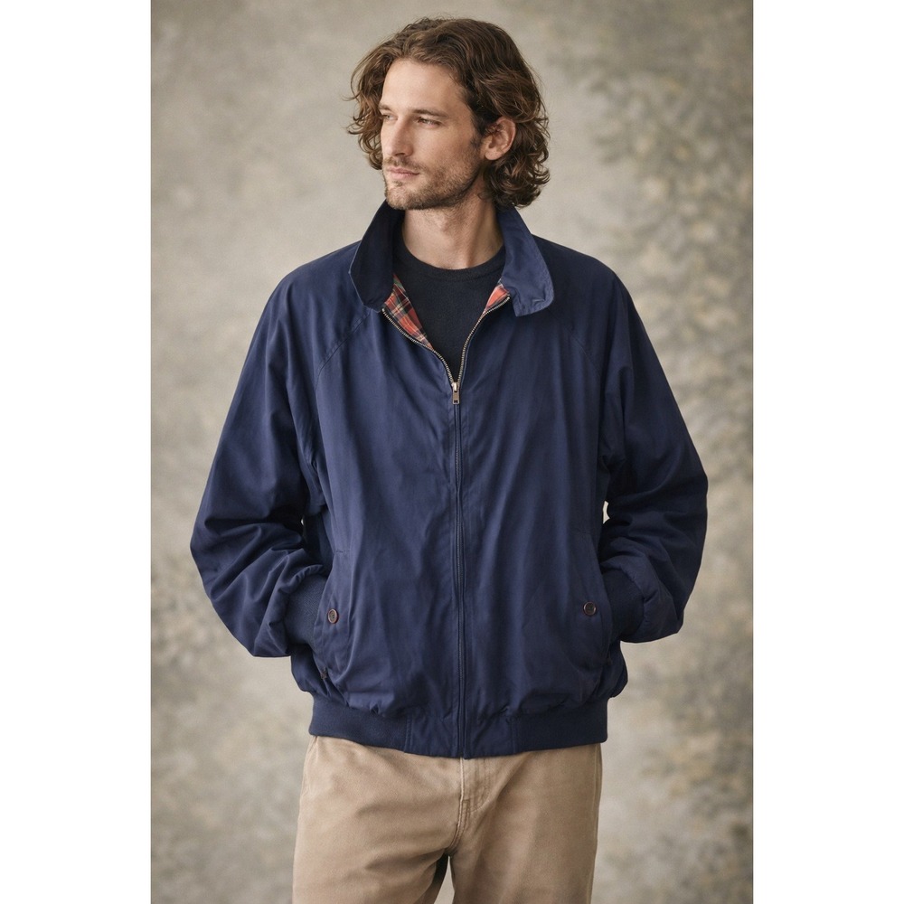 VG Eddie Bauer Mens XL Jacket Blue Plaid Lined Bomber Harrington Casual Coat‎